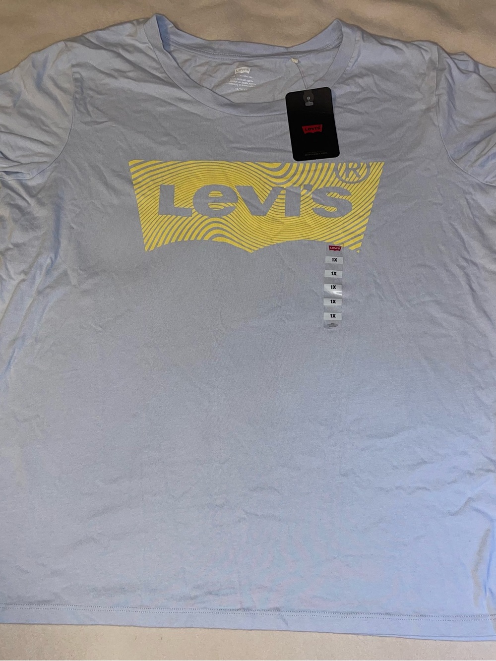 Levi's Light Blue Short Sleeve Tee with Yellow Wave Logo‎